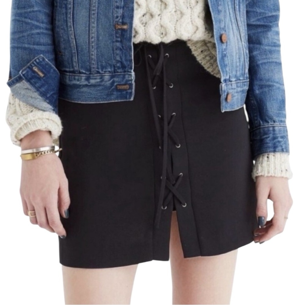 Madewell Women’s Black Lace-Up Mini Skirt ‎ Sz 6